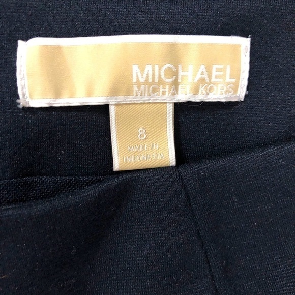 michael MICHAEL KORS - Navy Blue Pencil Skirt with Gold Zippers - Size 8 - Picture 3 of 4